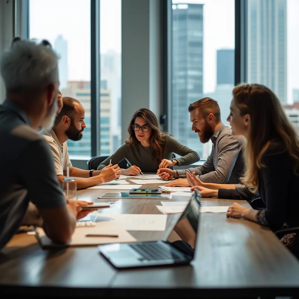 Himberry team collaborating in a modern office