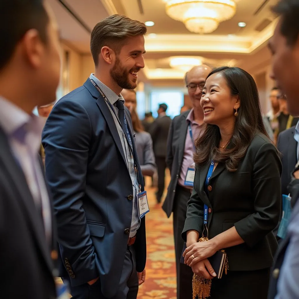 Business professionals at an APAC trade conference