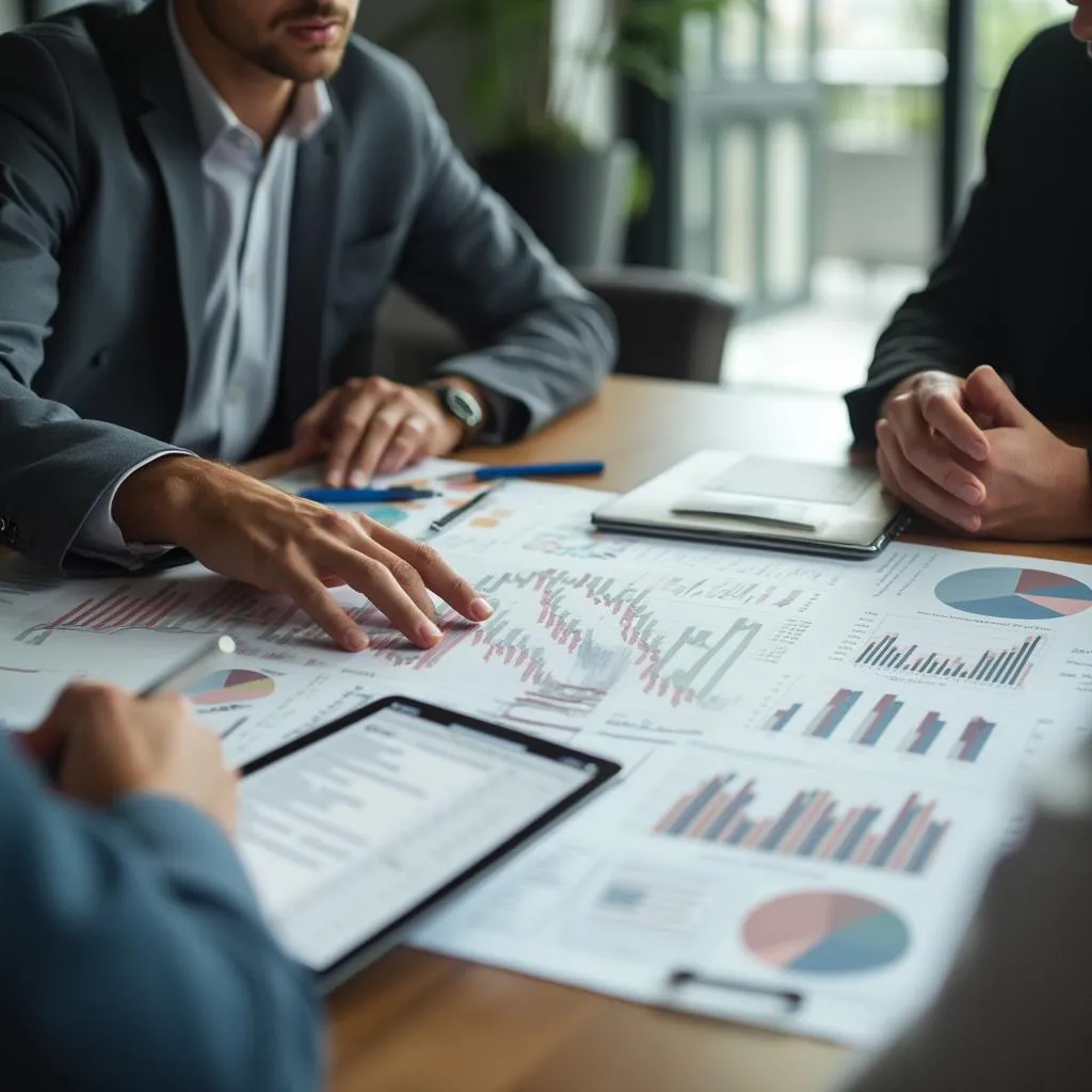 Consultant presenting financial data to a client